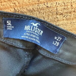 Faux leather straight leg jeans